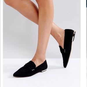 Kurt Geiger Pointed Toe Black Suede Loafers